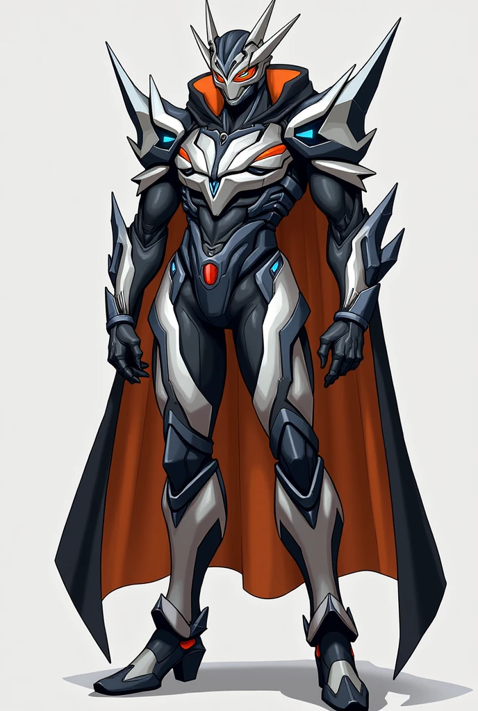 ### Design Concept for Kamen Nizer Hamel
#### **Overall Design**
- **Asymmetrical Design:** Kamen Nizer Hamel features an asymmetrical design with distinct differences on each side. One shoulder has a sharp, mechanical armor with protruding spikes, while the other side is smooth and streamlined. This asymmetry symbolizes the character's complex nature and powerful abilities.
- **Color Scheme:** The primary colors are gray, black, and white, with irregular accents of orange and indigo lines or patterns. This color scheme enhances the character's sharpness and energy.
- **Shoulder Armor:** Each shoulder has a unique design. One shoulder features protruding, sharp spikes, while the other side has a more streamlined, mechanical look. Additionally, the character's right shoulder is adorned with a heavy, black cape, lined with orange on the inside. The cape adds a sense of majesty and gravity to the character, with energy effects that are visible when it moves.
- **Spiked Details:** The body is decorated with sharp, spiked details that serve both defensive and offensive functions. These spikes are designed to look mechanical while also having an organic feel.
#### **Harmel Driver (Transformation Belt)**
- **Design:** The Harmel Driver features a large central crystal core that shines in orange and indigo. The belt itself is black with intricate mechanical parts.
- **Transformation Mechanism:**
- **Crystal Core:** The central crystal core can be rotated by hand, initiating the energy release that triggers transformation. As the core spins, the entire belt lights up, accompanied by sound effects.
- **Kondum Golbo:** The transformation item, Kondum Golbo, fits into a slot at the bottom of the belt. Inserting the Golbo causes parts of the belt to expand and simulate the flow of energy.
- **Side Mechanisms:**
- **Spiked Energy Cartridge:** On the right side of the belt, there is a cartridge for energy charging. This cartridge can be removed and customized with