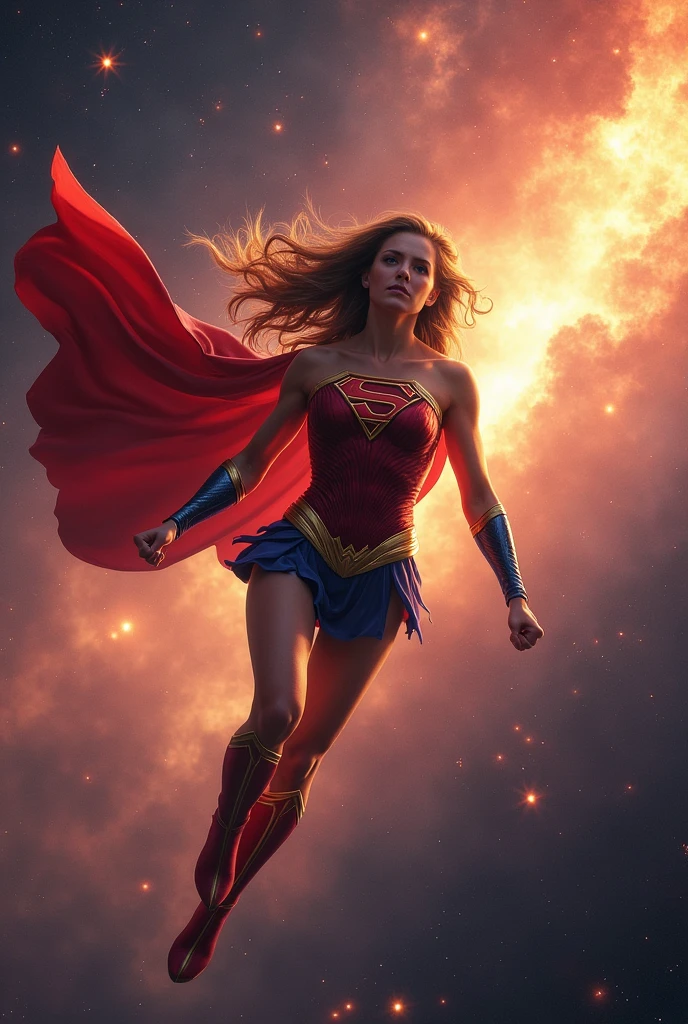 super girl flying space