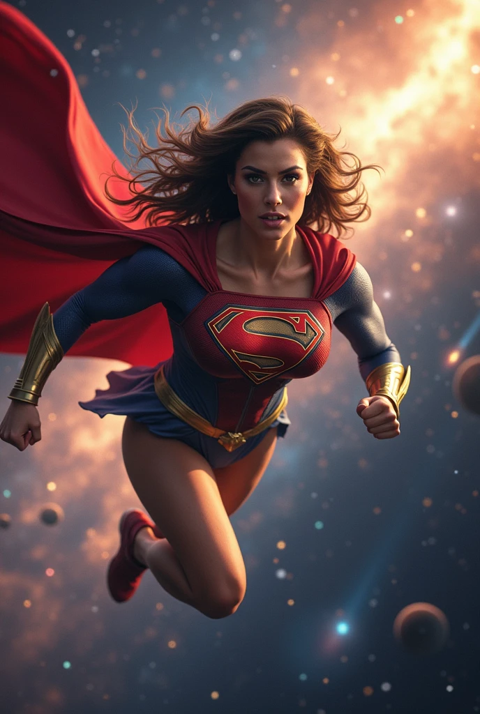 super girl flying space