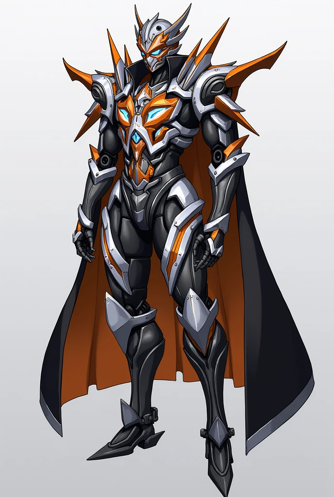 ### Design Concept for Kamen Nizer Hamel
#### **Overall Design**
- **Asymmetrical Design:** Kamen Nizer Hamel features an asymmetrical design with distinct differences on each side. One shoulder has a sharp, mechanical armor with protruding spikes, while the other side is smooth and streamlined. This asymmetry symbolizes the character's complex nature and powerful abilities.
- **Color Scheme:** The primary colors are gray, black, and white, with irregular accents of orange and indigo lines or patterns. This color scheme enhances the character's sharpness and energy.
- **Shoulder Armor:** Each shoulder has a unique design. One shoulder features protruding, sharp spikes, while the other side has a more streamlined, mechanical look. Additionally, the character's right shoulder is adorned with a heavy, black cape, lined with orange on the inside. The cape adds a sense of majesty and gravity to the character, with energy effects that are visible when it moves.
- **Spiked Details:** The body is decorated with sharp, spiked details that serve both defensive and offensive functions. These spikes are designed to look mechanical while also having an organic feel.
#### **Harmel Driver (Transformation Belt)**
- **Design:** The Harmel Driver features a large central crystal core that shines in orange and indigo. The belt itself is black with intricate mechanical parts.
- **Transformation Mechanism:**
- **Crystal Core:** The central crystal core can be rotated by hand, initiating the energy release that triggers transformation. As the core spins, the entire belt lights up, accompanied by sound effects.
- **Kondum Golbo:** The transformation item, Kondum Golbo, fits into a slot at the bottom of the belt. Inserting the Golbo causes parts of the belt to expand and simulate the flow of energy.
- **Side Mechanisms:**
- **Spiked Energy Cartridge:** On the right side of the belt, there is a cartridge for energy charging. This cartridge can be removed and customized with