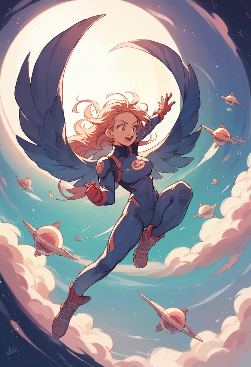 super girl flying space