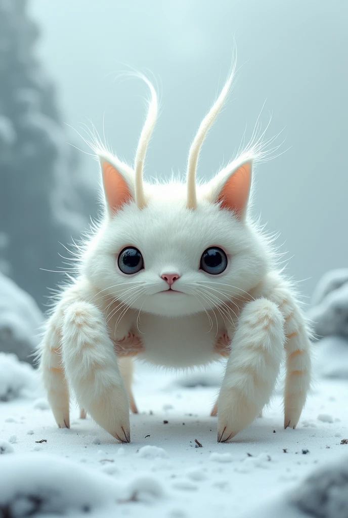 1 crab, Cat-like face， Snow crab, Three-haired cat
