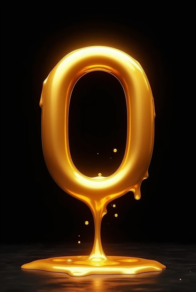 Un "O" en or fondu qui coule un peu avec un fond noir