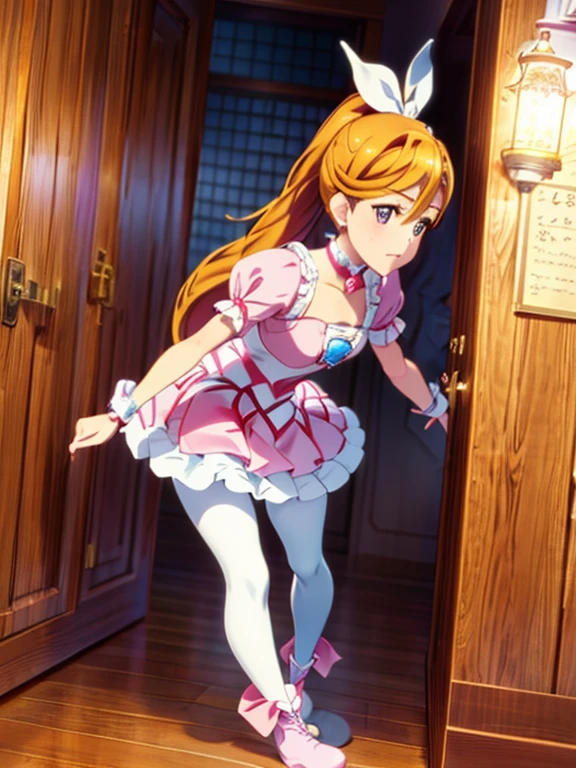 Cure Rhythm、Pretty Cure、Blonde、Long Hair、Medium chest、Jail、One girl、((Pantyhose with holes))、(boots)、ponytail、(Chained)