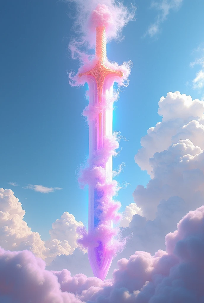 Huge sword，Made of colorful clouds,Aerial