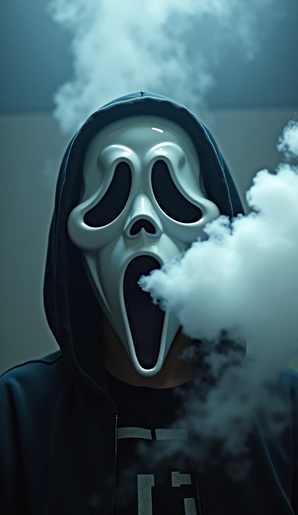 Joven, disfraz, Scream Mask, Vape, Humo, Cool, selfie.