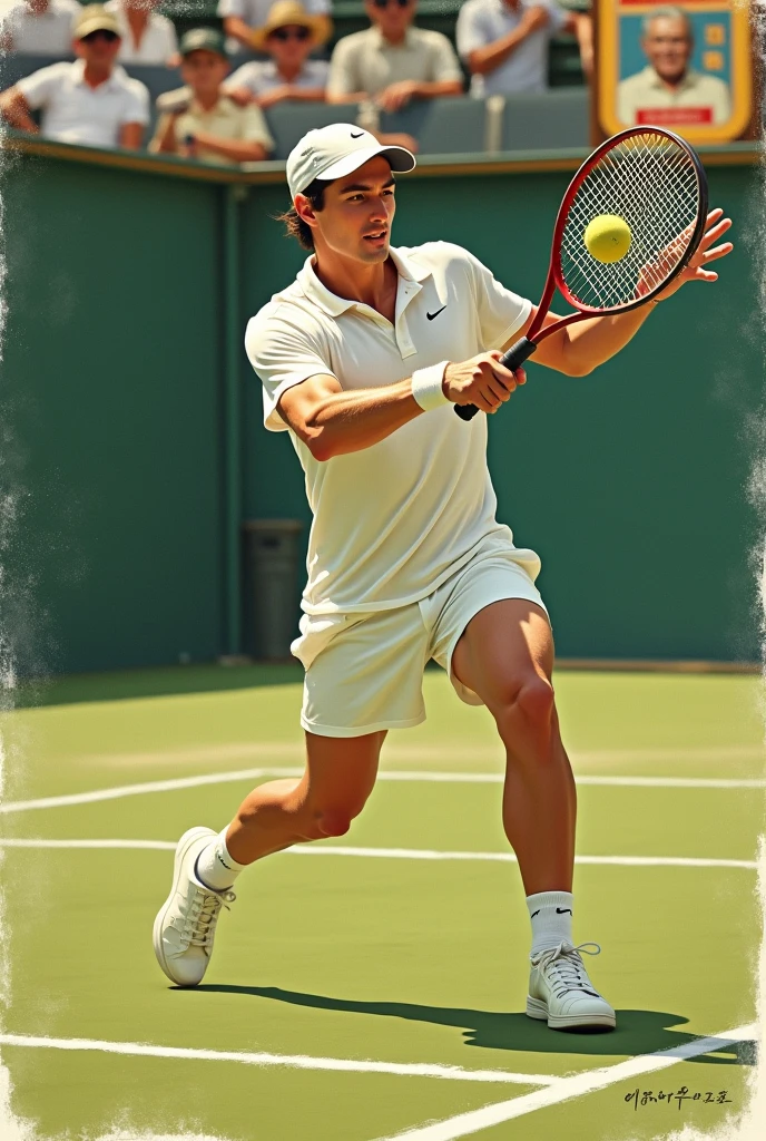 Vintageジ、Vintageジ風、An illustration、tennis、tennisプレイヤー、Foreigners、smash、One person、tennisコート、Old Posters、tennis、tennisコート、An illustration、Vintage、receive、Vintageジ、An illustration