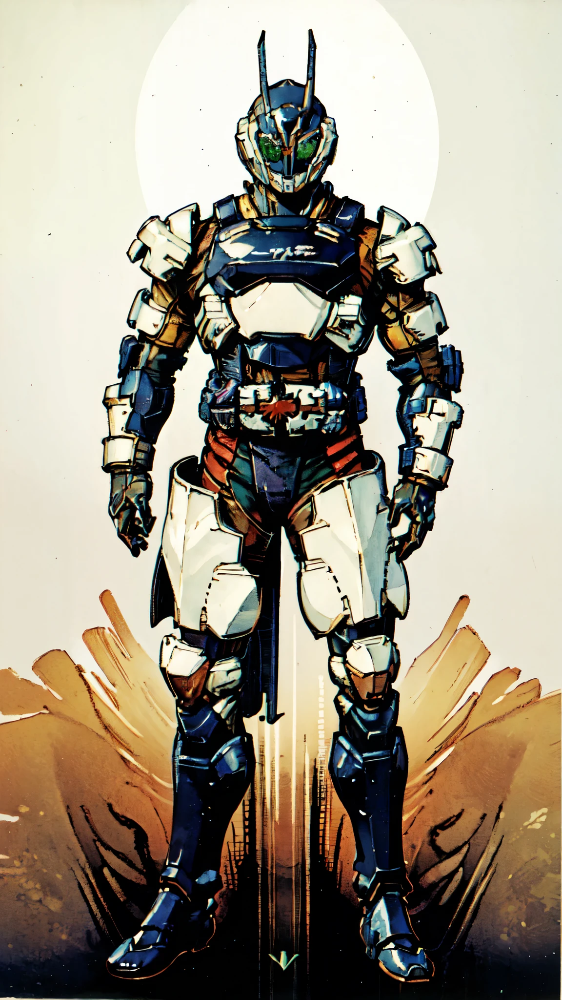(masterpiece:1.5, best quality:1.5, extremely delicate:1.5), a man wearing a full-face helmet, a fantasy-style biotech armored combat suit, green eyes, (a composite layered chest armor), fully enclosed shoulder guards, matching arm and leg guards, belt of Neon circuit, (the color scheme is primarily black with green and red accents), the design balances heavy with agility, a high-tech bio-mecha armor, (Armor Concept Inspired by Kamen Rider, stand on the top of a skyscraper in a futuristic sci-fi city), this character embodies a finely crafted fantasy-surreal style armored hero in anime style, exquisite and mature manga art style, (element, plasma, energy, the armor glows), ((male:1.5)), metallic, high definition, highres, ultra-detailed, ultra-fine painting, professional, perfect body proportions, golden ratio, anatomically correct, symmetrical face, extremely detailed eyes and face, high quality eyes, creativity, RAW photo, UHD, 32k, Natural light, cinematic lighting, masterpiece-anatomy-perfect