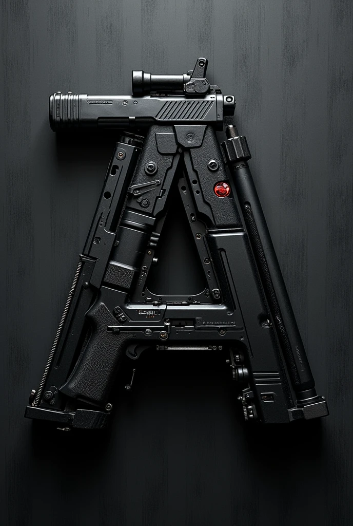 A stunning "a" made from 2d gun with black wallpaper