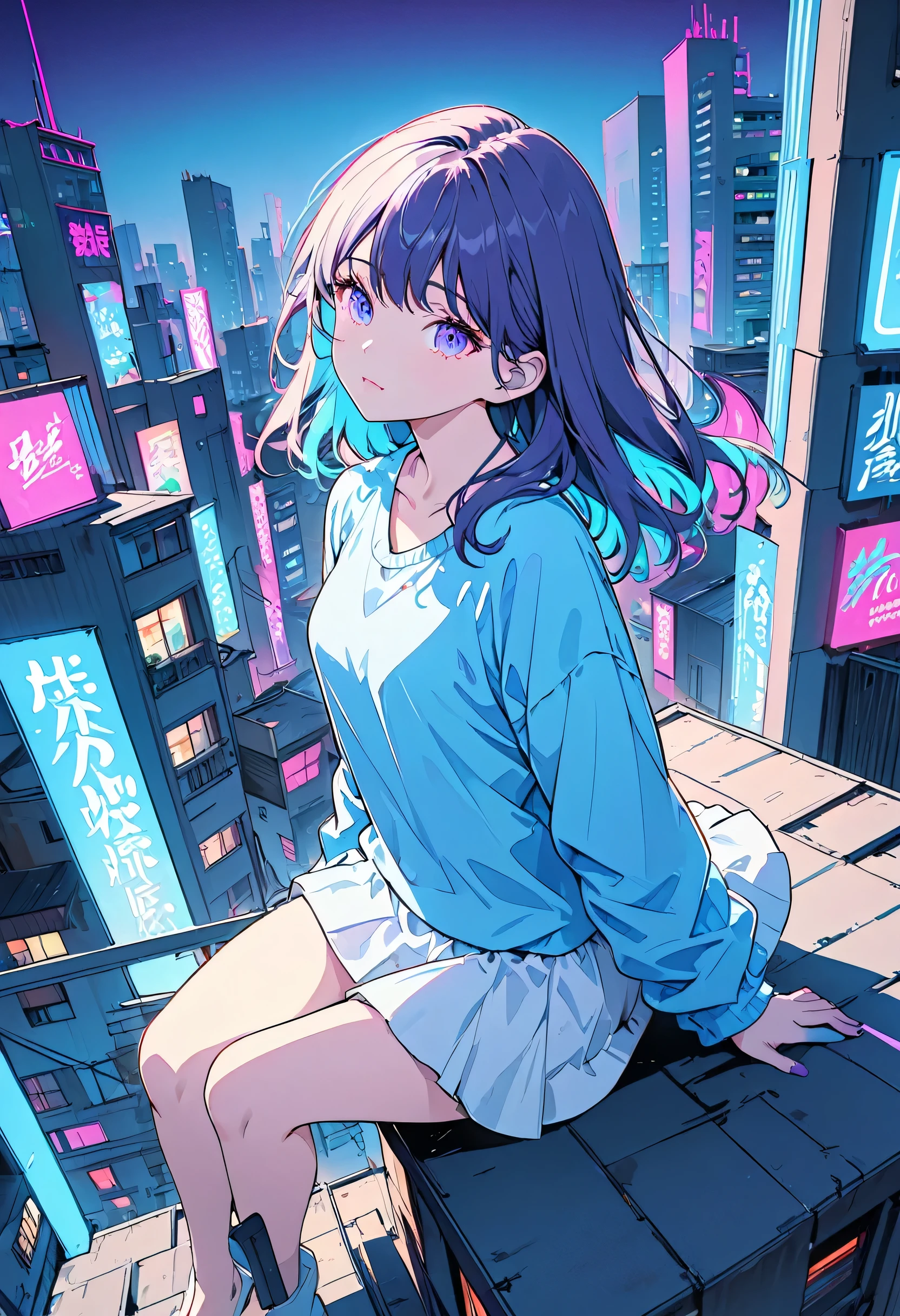 art by Rumiko Takahashi, Pastels artwork, Fashion shot of a Loathsome flyweight 1girl barefoot , cyberpunk style, neo-tokyo, Amber neon highlights, DJing, wearing robe designed by Gucci, Space Age hair, Dark, Abstract Expressionism, waning light, macro lens, triadic colors, quantum wavetracing, Bright design, in rain, (feet soles:0.8)