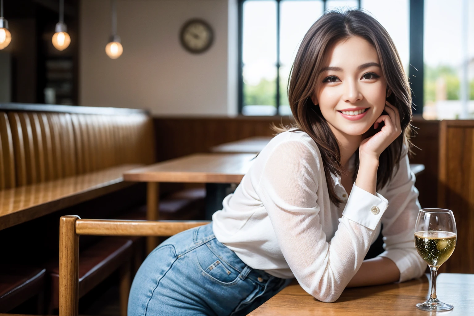((Highest quality、8k、masterpiece:1.3))、slimカップル、modelカップル、(Realistic, Intricate details:1.2), Japanese food、Buckwheat、Japanese sake、Shochu 、Amazing view of the sunset sky and clouds、A bright smile、The wonderfulness of smile、Bright image、Beautiful Face, blue eyes, The light shines on your face, blush, short hair,Bright Face、 (Age 37), 39 years old, sparkling wine、Two beauties、Brown Hair、Shortcuts、Long sleeve shirt、dress、Beautiful woman 1, (slimな顔), (The body is slim), (Brown Hair), (Shortcuts), cheeks turn a little red,Attractive beauty、restaurant, In a prominent place (From the waist up) Nova Frog Style, actress, model, Upper Body, White wine, slim, smile, (smile: 1.15), Beautiful fine grain, Depth f/2,saturation, High Contrast, Strong light and shadow,Moist Body:1.5、3D texture、Delicate eyes、Brown Hair、The hair is very shiny、