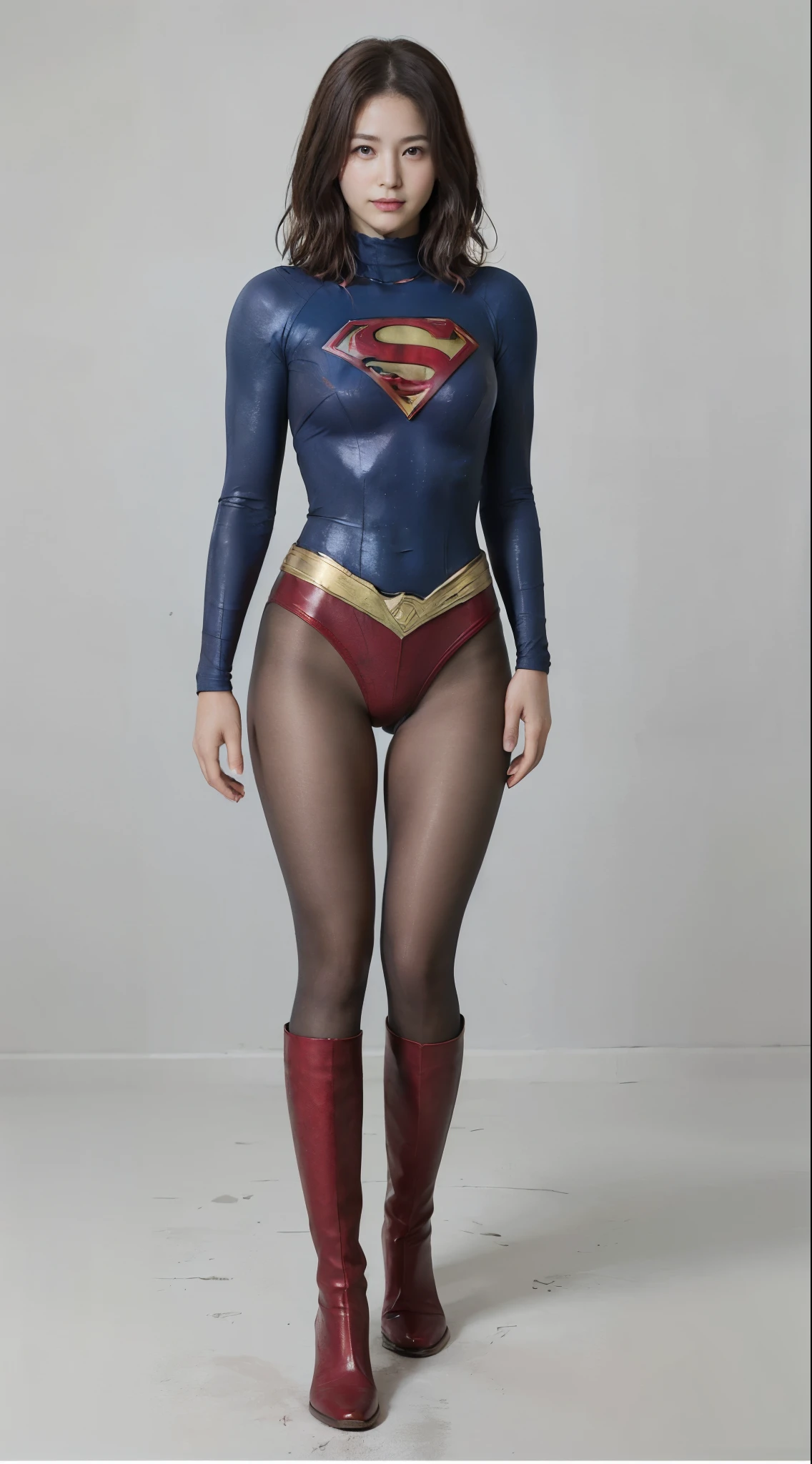 No background、(((Looking down)))、(((Painful facial expression)))、(((Beautiful legs in black tights.)))、(((Legally express the beauty of your smile)))、((((Make the most of your original images)))、(((Supergirl Costume)))、(((Beautiful short bob hair)))、(((suffering)))、(((Please wear black tights....、Wear red boots)))、((Best image quality、8k))、((Highest quality、8k、masterpiece:1.3))、(((Preserve background )))、Sharp focus:1.2、Beautiful woman with perfect figure:1.4、Slim Abs:1.2、Wet body:1.5、Highly detailed face and skin texture、8k