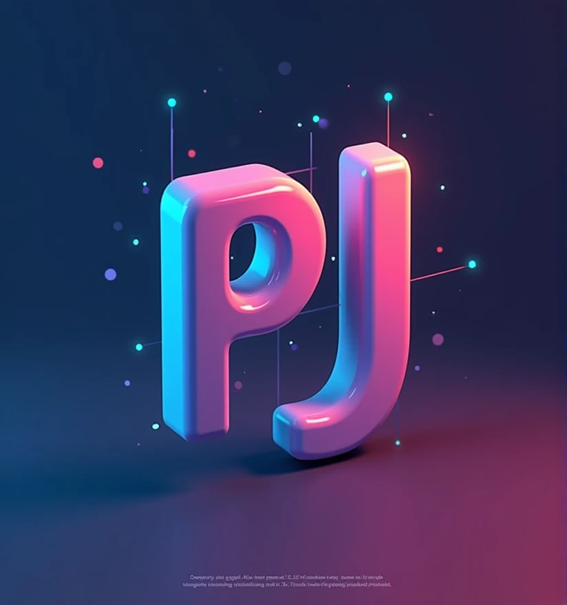 Make a logo with the acronym “PJ agency” with an 8k and 3d background with a marketing theme 
