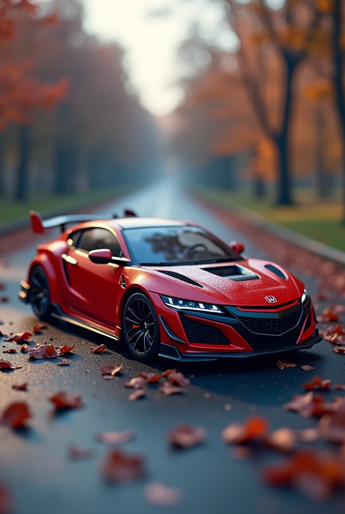 (masterpiece:1.2,Highest quality,Ultra HD,Super detailed),8k,wallpaper,(Photorealistic), Honda Type R ((FK8R)) miniature plastic model,Isometric 3D Diorama,A vast diorama,Matte Paint,Gentle lighting