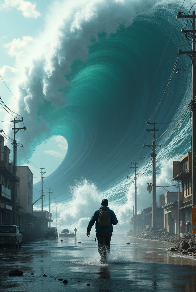 100m tsunami Real The city is engulfed A fugitive々