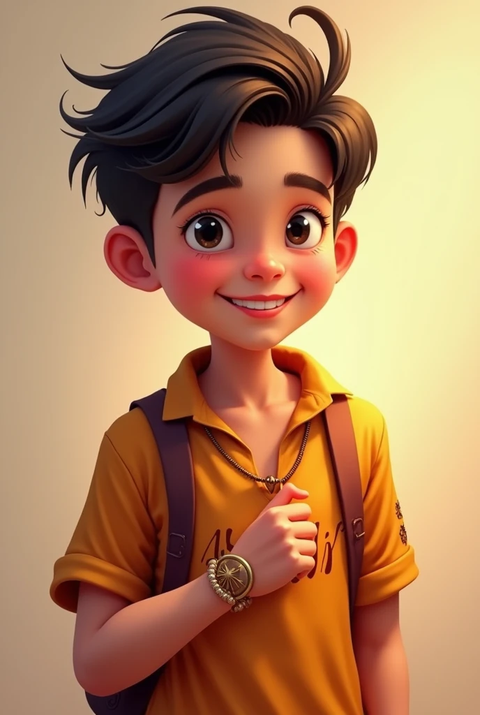 एक लड़का है उसके छाती पर Ashish लिखा हुआ है और उसके कलाई पर राखी बांधा हुआ है 