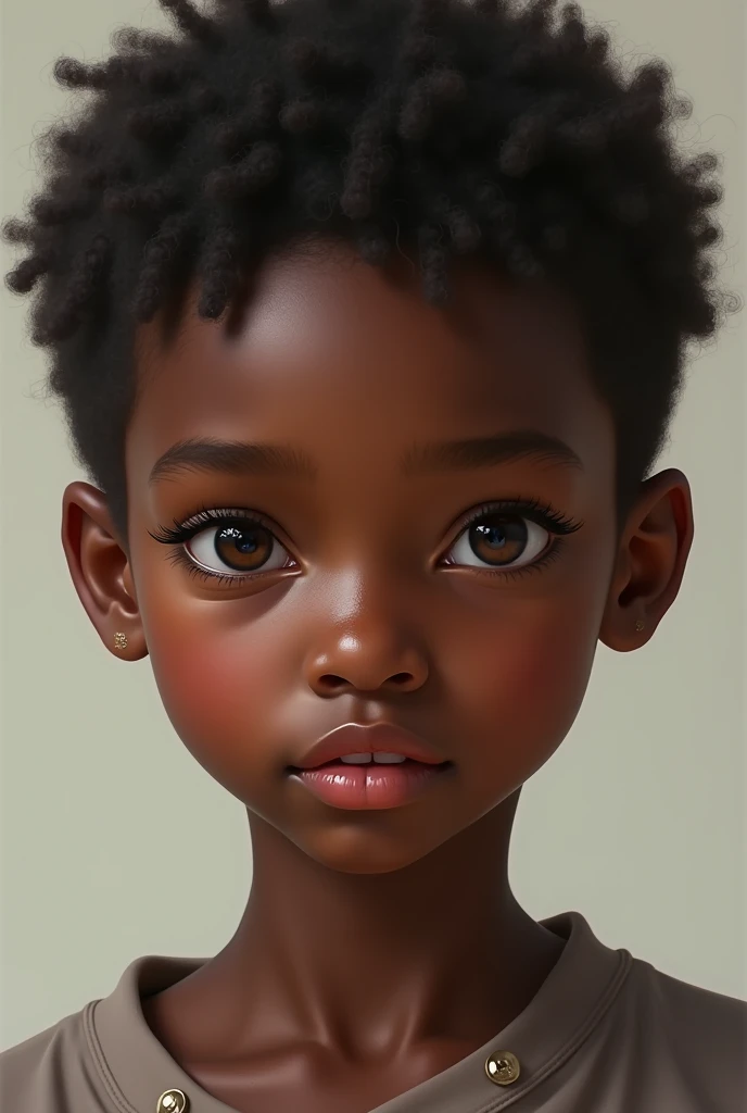 Girl with dark skin and short hair