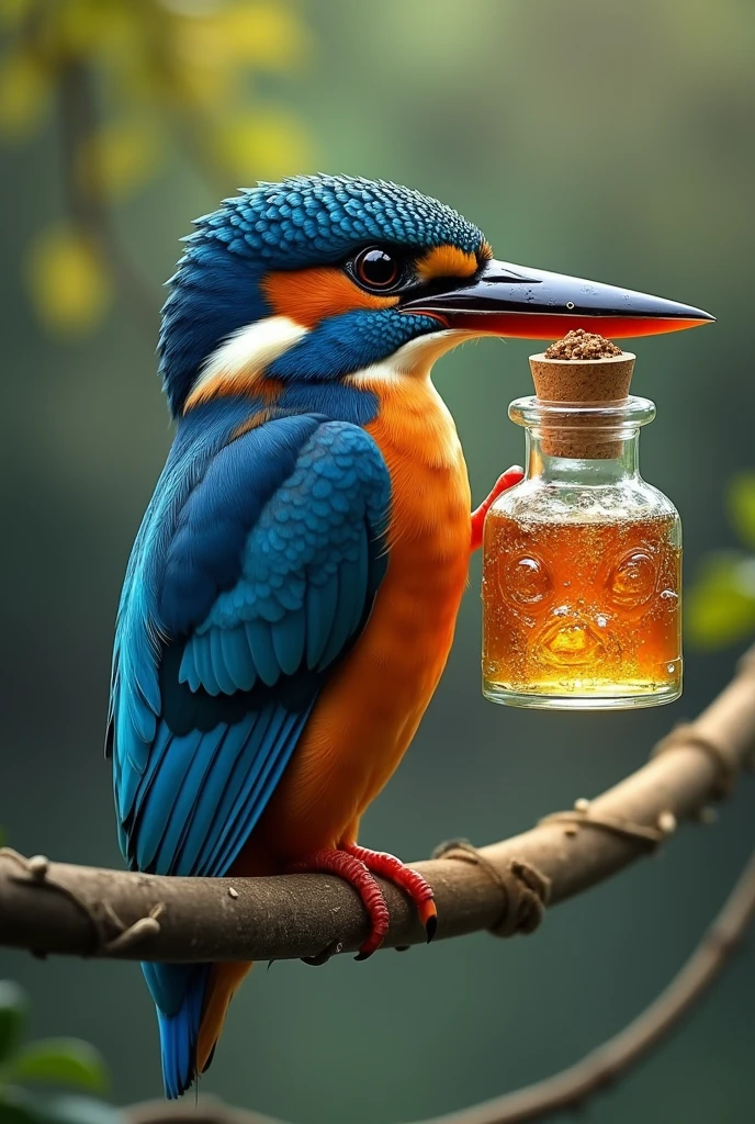 King fisher holding bear bottle