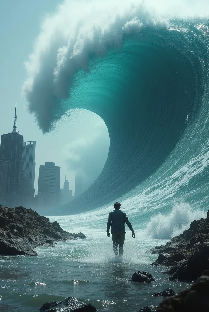 50m tsunami　Real　The city is engulfed　A fugitive々