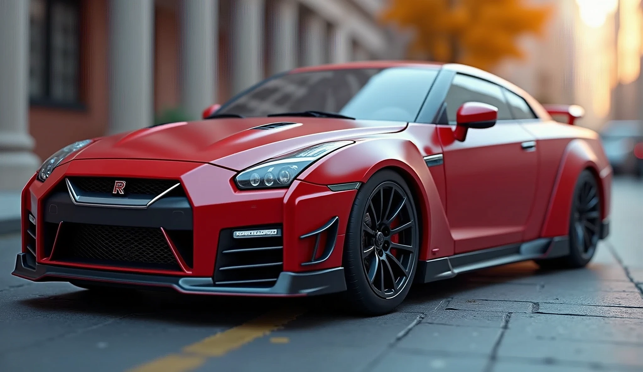 (masterpiece:1.2,Highest quality,Ultra HD,Super detailed),8k,wallpaper,(Photorealistic), Nissan GTR R35 miniature plastic model,Isometric 3D Diorama,A vast diorama,Matte Paint,Gentle lighting