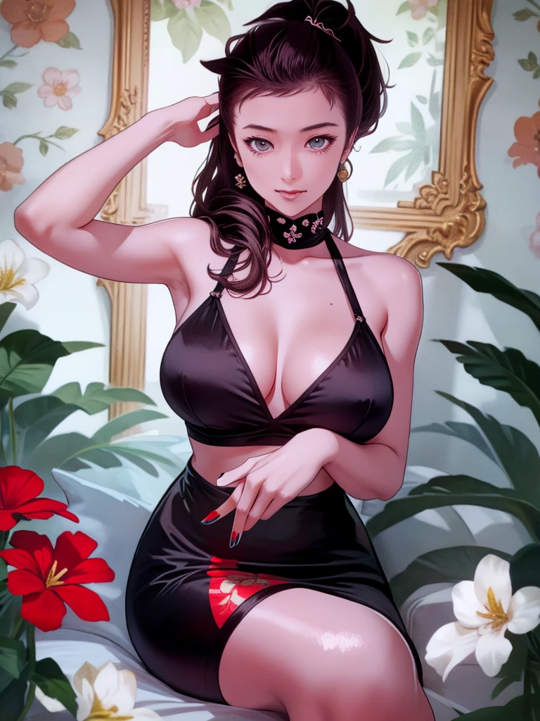 (8k, RAW Photos, Highest quality, masterpiece, Soft Cinema Lighting, Soft colors:1.4),(throw,From above:-0.0),(From below,Sealing:-0.0),( looking at the camera:1.5),(Beautiful eyes focus,Beautiful eyes close-up:1.5), (Realistic:1.2), (Dark old Japanese room,Flower painting background:1.5), (alone, Mature Woman,19 years old,Super beautiful face,Highly detailed beautiful eyes :1.5), {Sailor suit,(Showing nipples:0.5),low cut mini skirt,thin :1.3}, (Embarrassing,Red cheeks:1.25),Long Hair, {{Slicked back hair}}, , Beautiful Skin, (Small Ass:0.5),(Covered nipples:0.8),(Huge, long, wide, heavy pendulous breasts,Puffy areola:1.5),(Under the chest:1.7), (thick, Curvy:1.3),(Very thin:1.5),(Seductive Pose:1.7),(Open your mouth:1.1),(Kneel:-0.0),