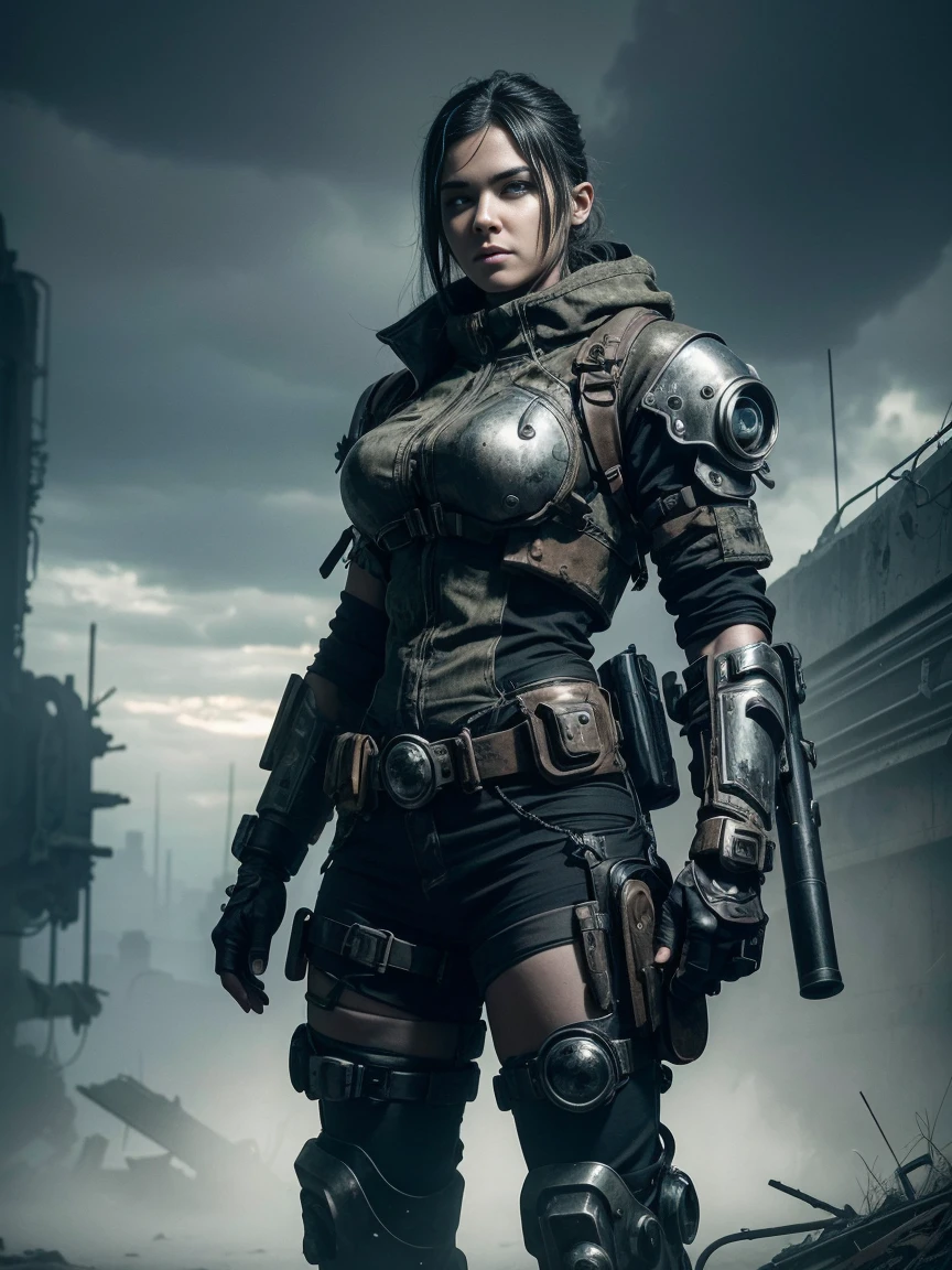(extremely detailed 8K wallpaper), mystical post-apocalyptic cyborg, symmetrical warrior in dieselpunk style, car black dieselpunk grimcore, Futuristic, postApocalyptic atmosphere, apocalyptic art, постApocalyptic atmosphere, Apocalyptic atmosphere, apocalypse art!!!!, fantasy cyberpunk horror, dystopian sci-fi character, high detail, dramatic