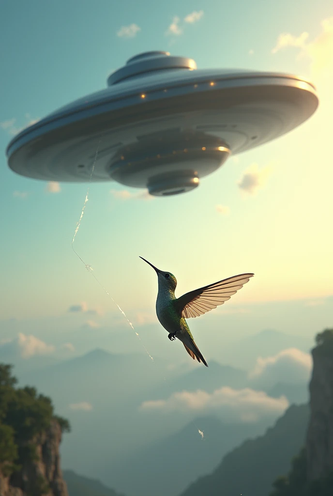 Humming bird is falling from a ufo