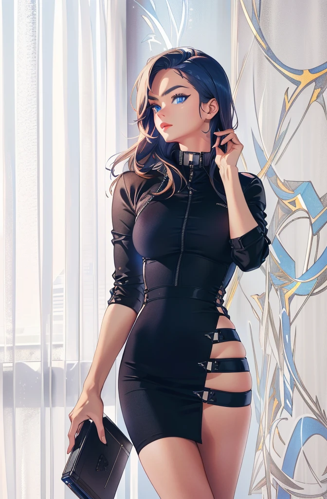 Romy Strider, Ultra-detailed face, extremely detailed blue eyes, #10: Messy Long Wavy Blonde Hair, (Lace Silk Bikini, Bathed in the golden sun, Lean forward), leg, (((Huge breasts, cleveage, masterpiece)))