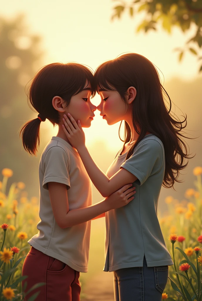 Boy was talking and girl suddenly kiss him