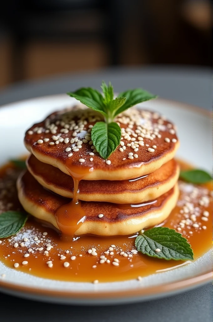 Fine dining Sesame pancake with cinnamon sugar