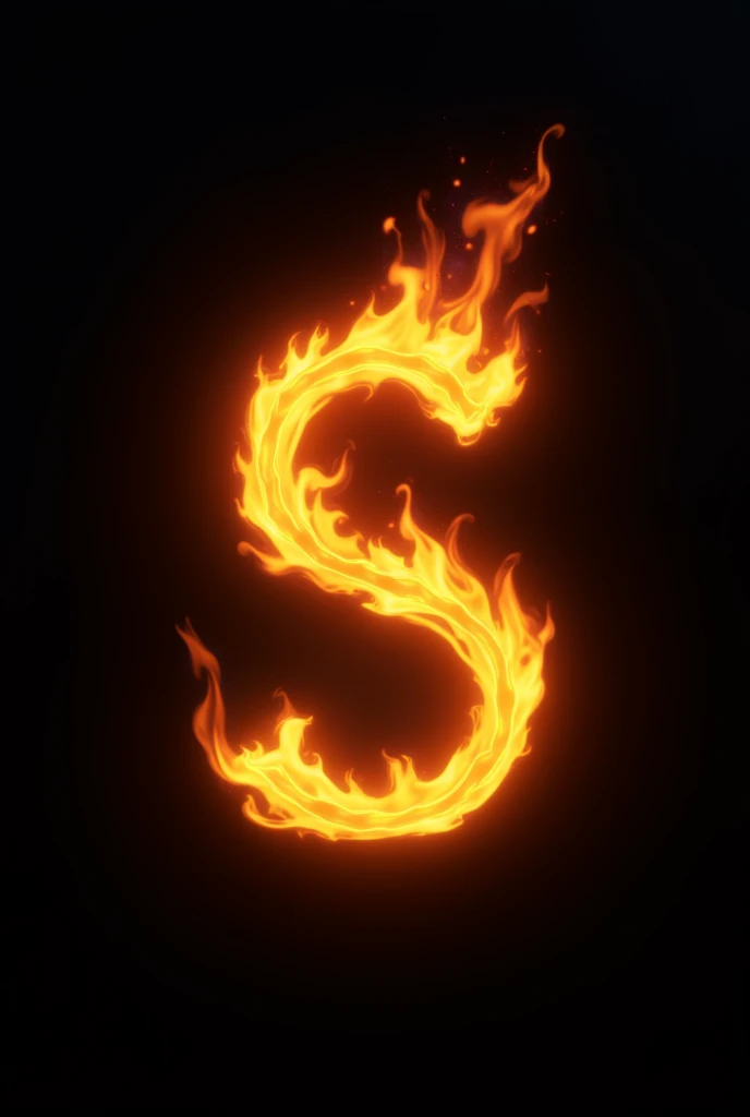 Un "S" en feu en deux dimensions sur un Fond d'écran tout noir