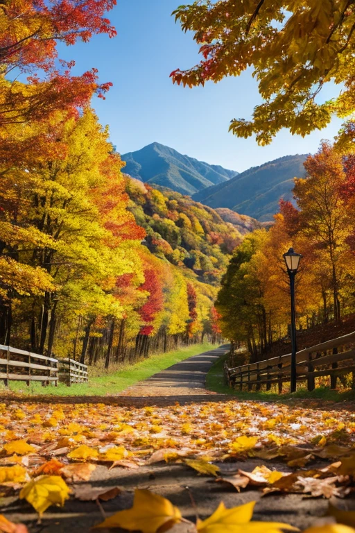 Mountain、autumn leaves