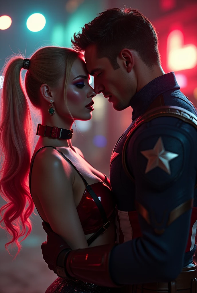 Very hot and sexiest look harley Quinn love with captain America.