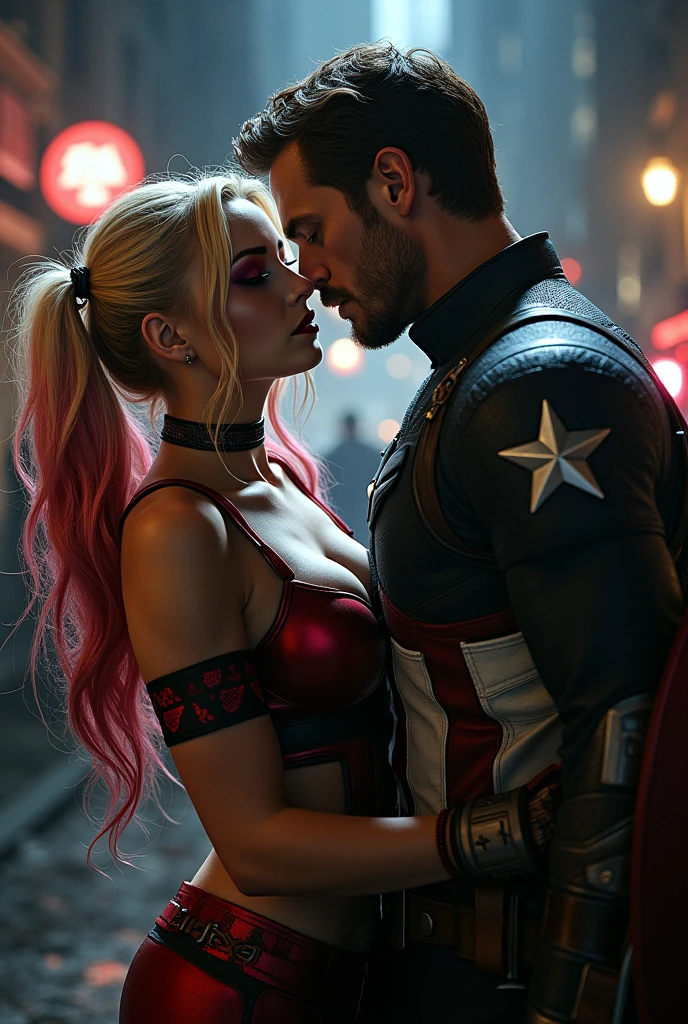 Very hot and sexiest look harley Quinn love with captain America.