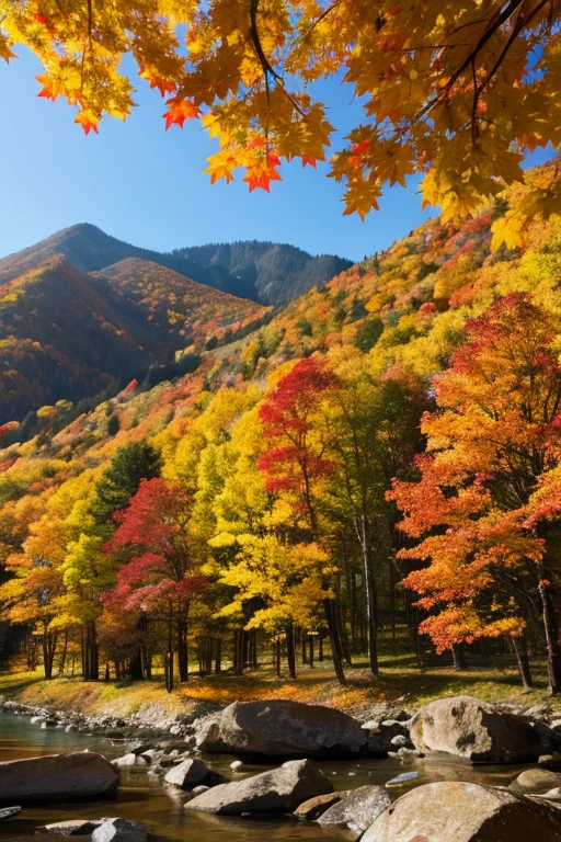 Mountain、autumn leaves