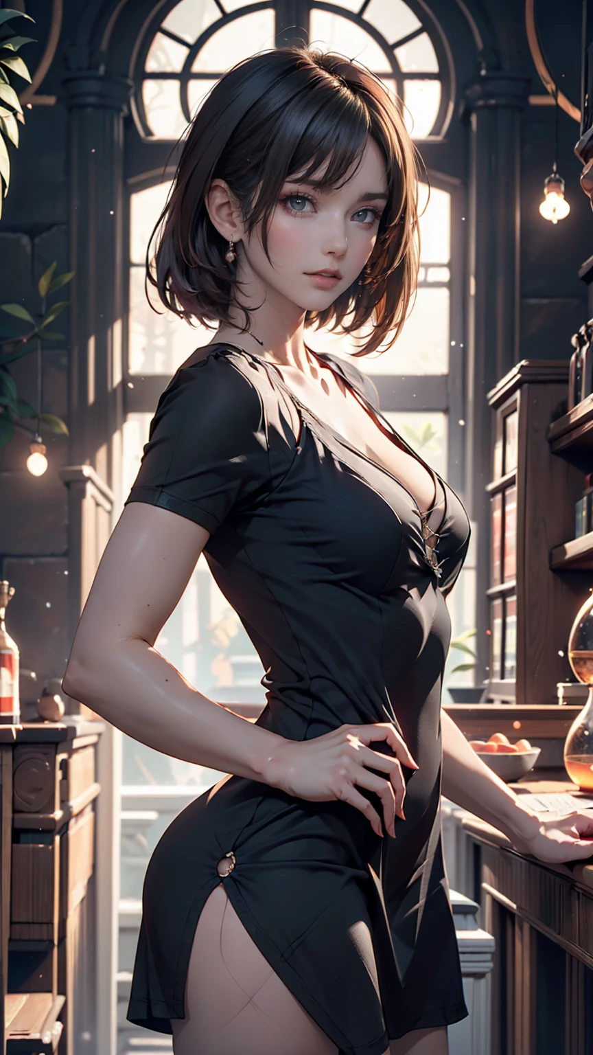 (Sharp focus:1.2), One person, wear (little black t-dress:1.2) in (Gala:1.2), (Moody lighting:1.2), Depth of written boundary, Bokeh, 4K, High resolution. by (Alphonse Mucha:1.1). Sexy proportions、Narrow waist