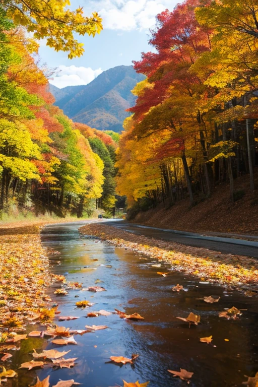 Mountain、autumn leaves