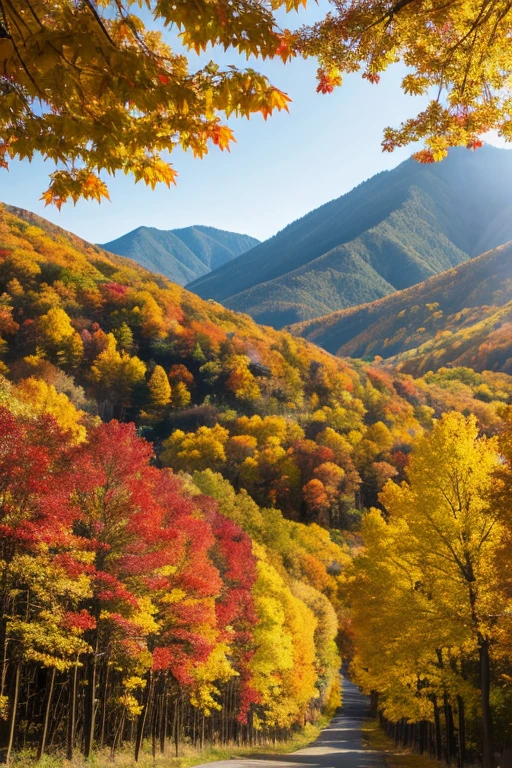 Mountain、autumn leaves