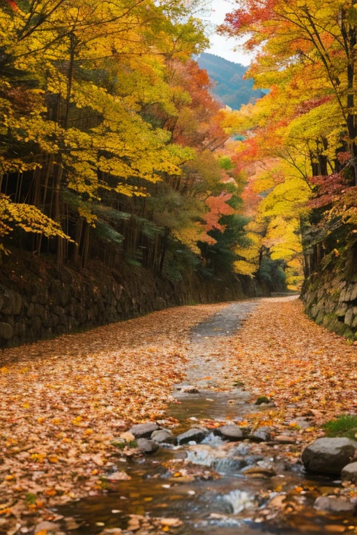 Mountain、autumn leaves