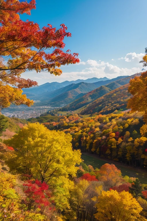 Mountain、autumn leaves