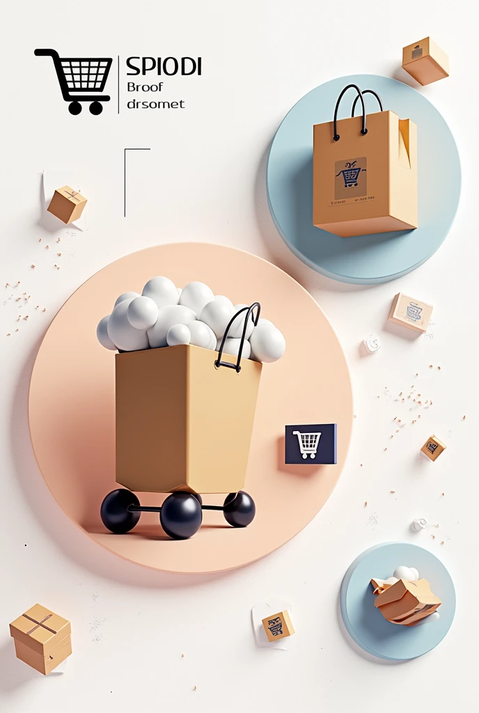 E-commerce instagram profile with shipping cart logo and shopping bag