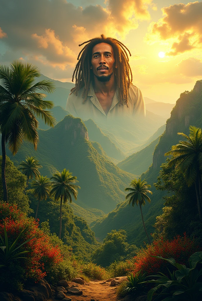 Un paysage qui donne l'image de bob marley