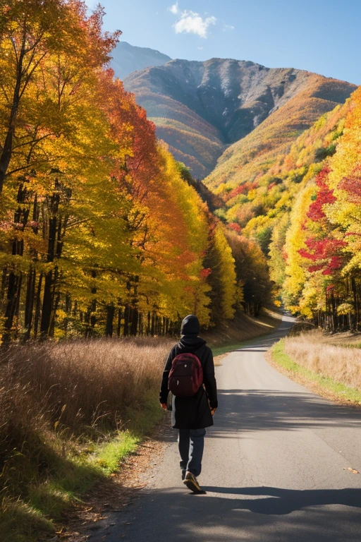 Mountain、autumn leaves