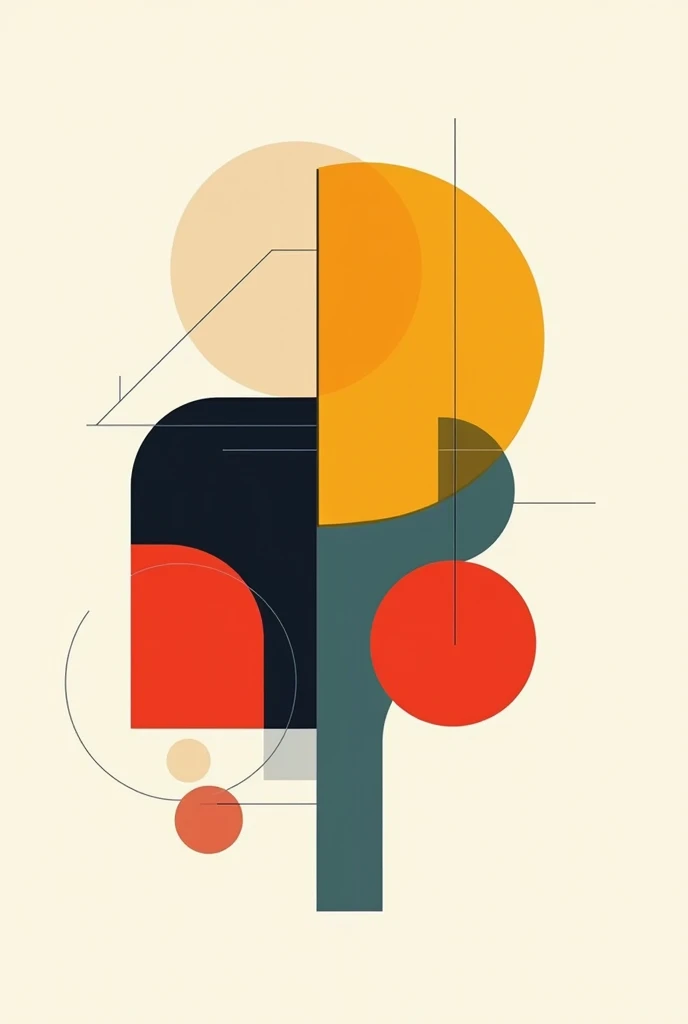 A minimalist geometric work-art piece inspired by the Modern Bauhaus movement, featuring bold primary colors against a stark white background, clean lines and precise shapes, creating a sense of balance and harmony in a contemporary living space.