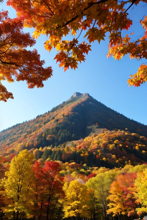 Mountain、autumn leaves