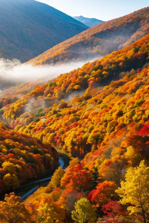 Mountain、autumn leaves