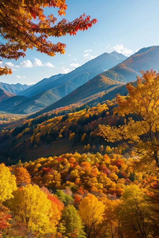 Mountain、autumn leaves