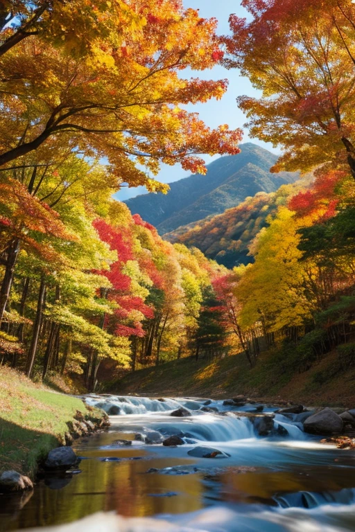 Mountain、autumn leaves