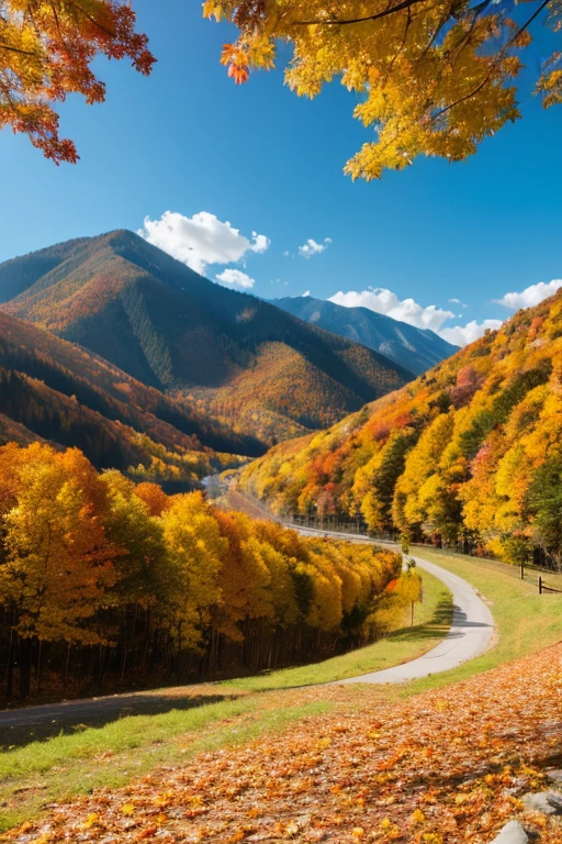 Mountain、autumn leaves