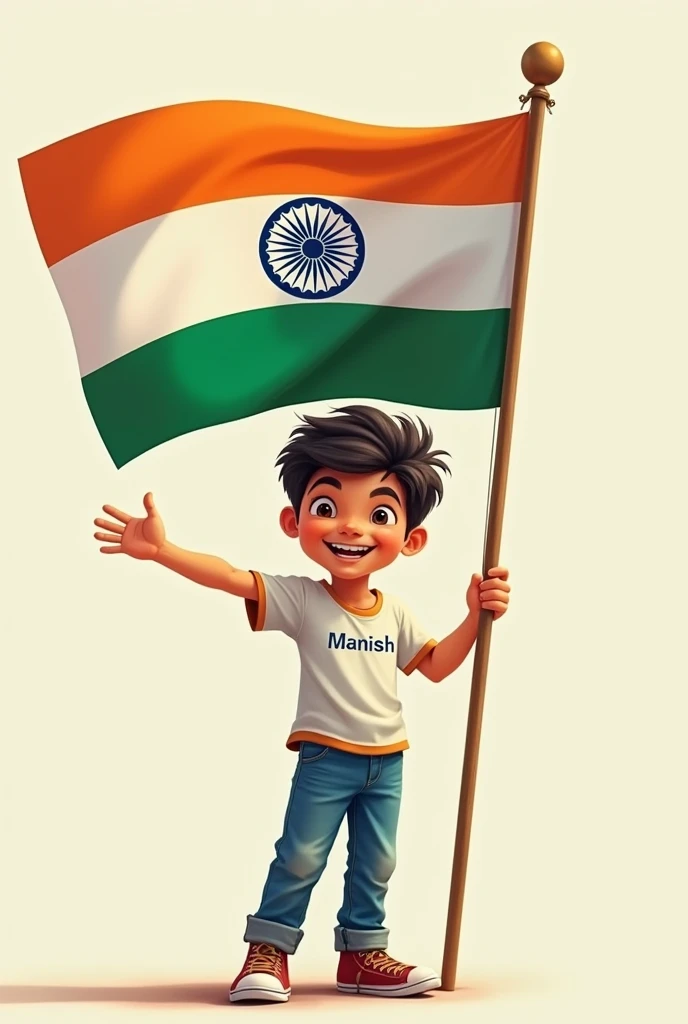 Indian flag Manish name boys hand flag tshirt printed Manish